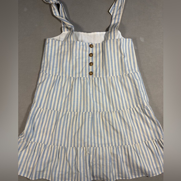 Sezane NWT Anne Swiss Dot Cotton Blue Striped Dress Size 8 - Picture 11 of 12